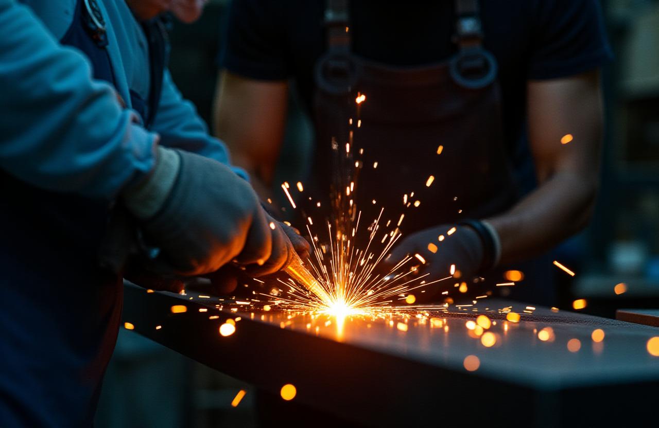 Artigiano al lavoro su un telaio personalizzato